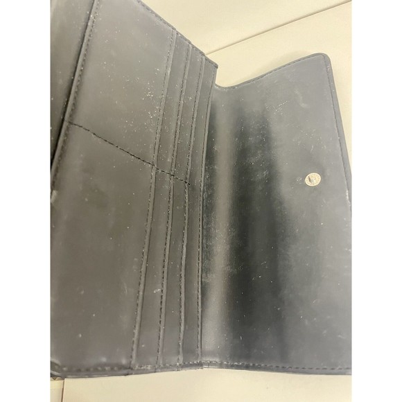 ESPRIT Womens Black Faux Leather Tri-Fold Wallet VTG 90s 12 Card Holder Photo ID - Picture 14 of 16